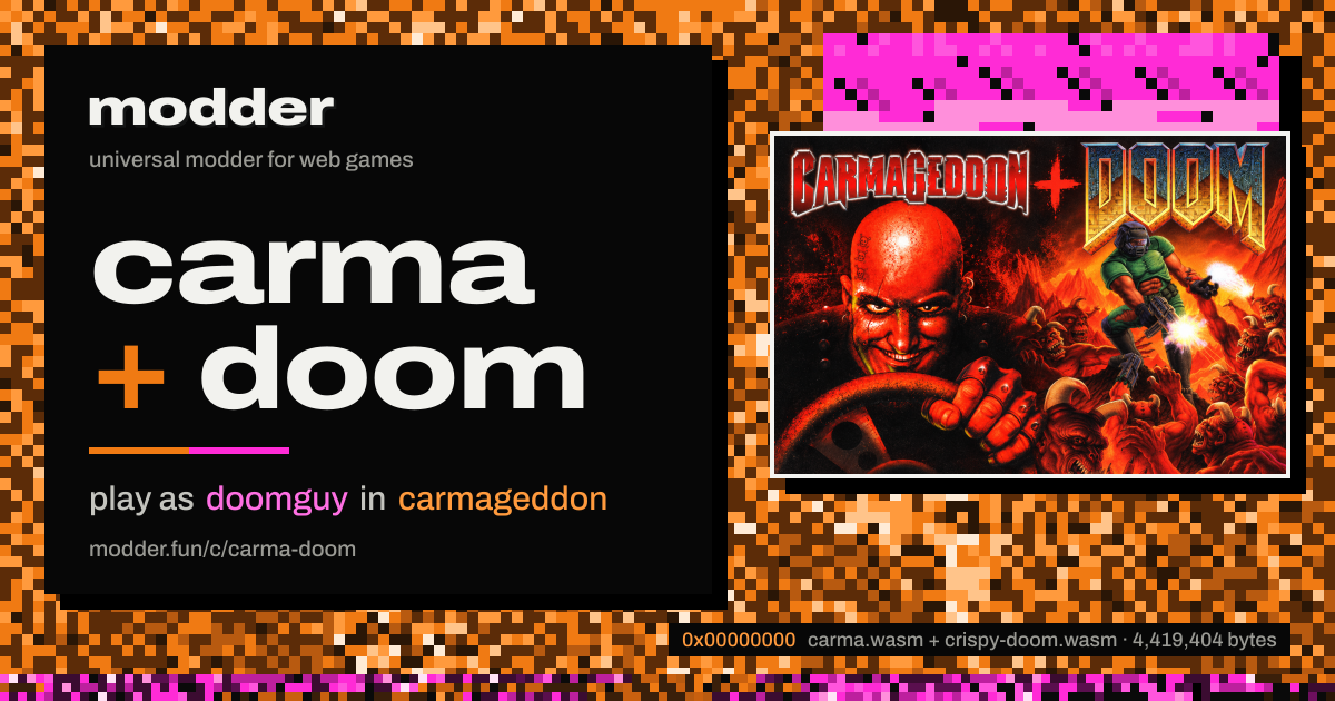 link card: carma + doom, play as doomguy in carmageddon