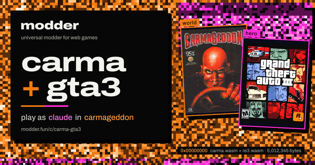 link card: carma + gta3, play as claude in carmageddon