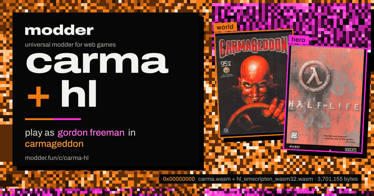 link card: carma + hl, play as gordon freeman in carmageddon