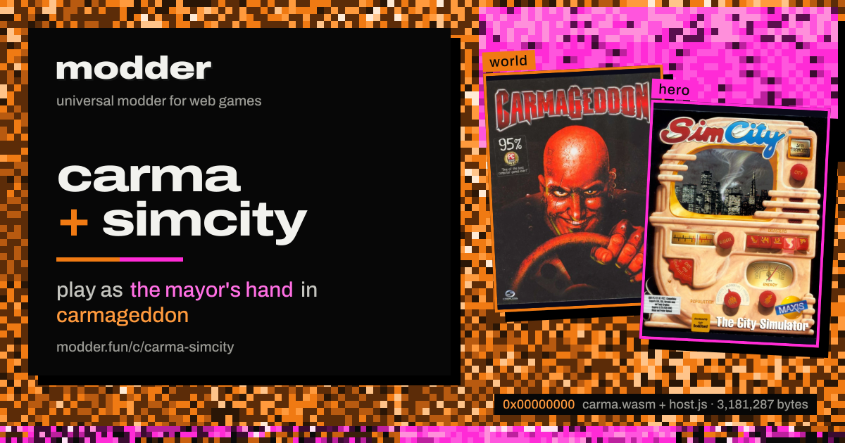 link card: carma + simcity, play as the mayor's hand in carmageddon