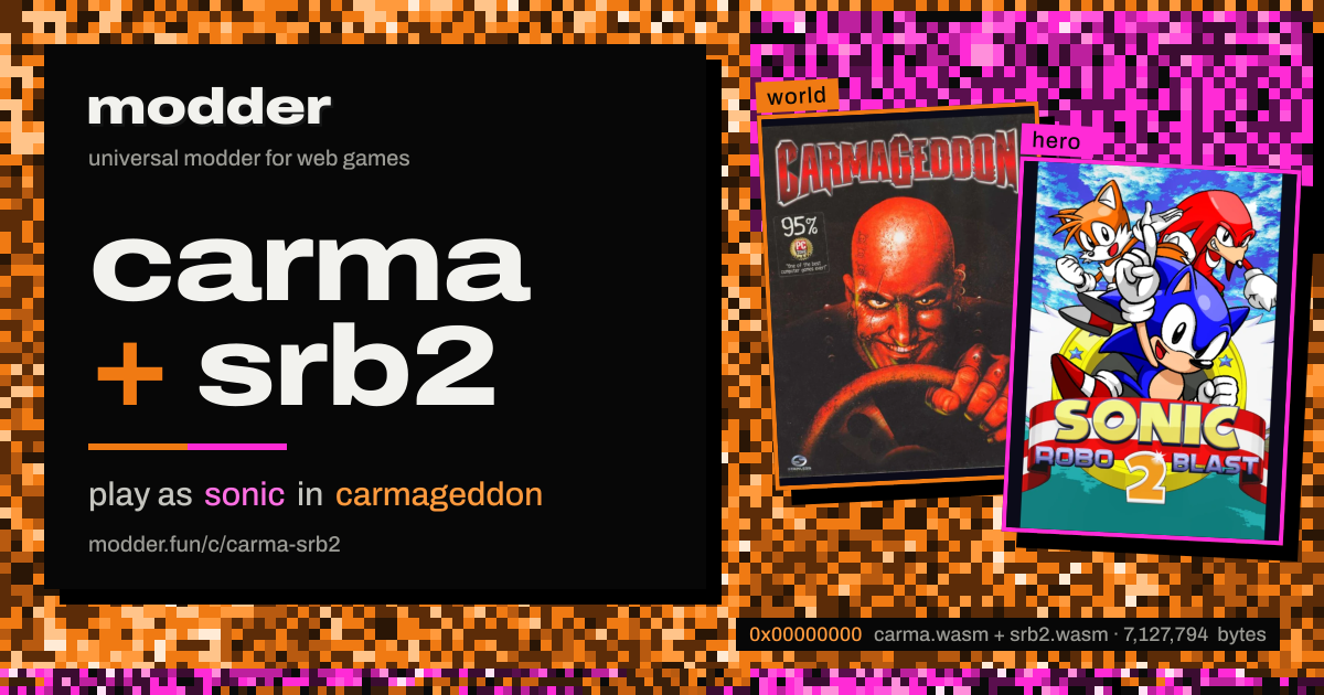 link card: carma + srb2, play as sonic in carmageddon