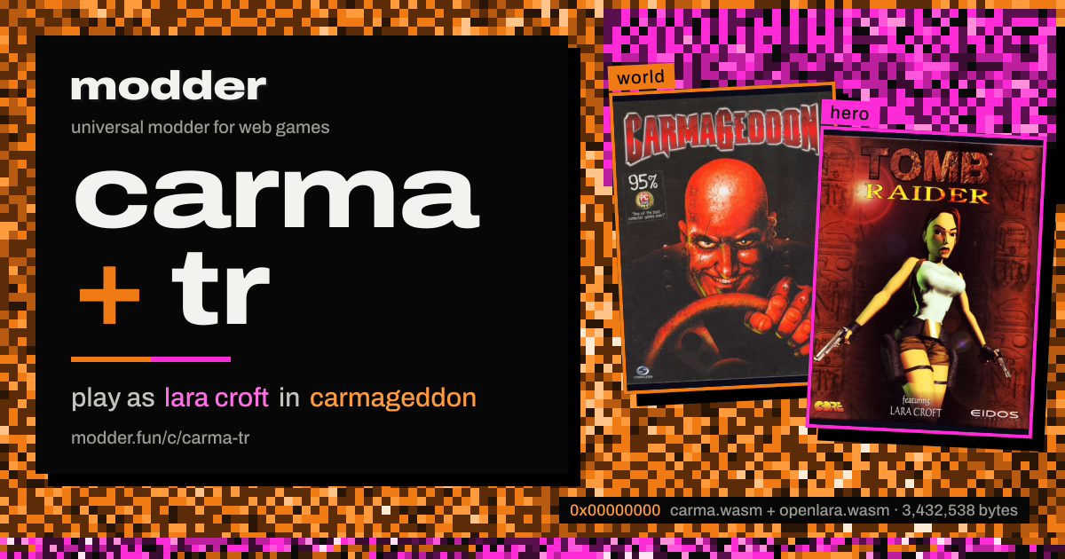link card: carma + tr, play as lara croft in carmageddon