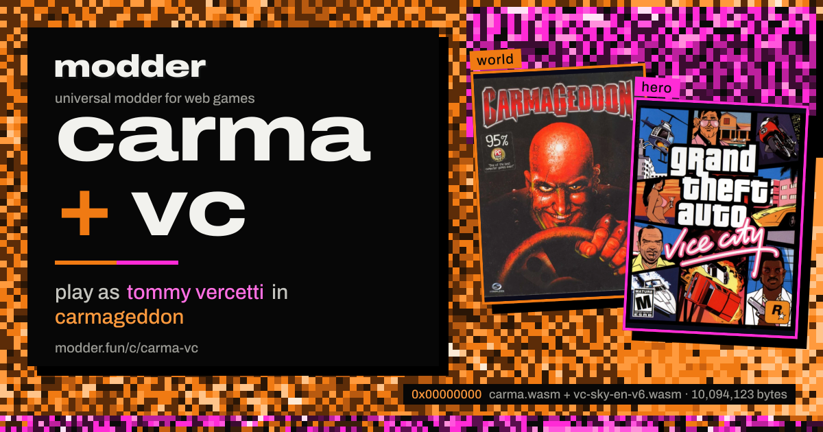 link card: carma + vc, play as tommy vercetti in carmageddon