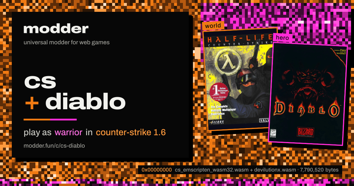 link card: cs + diablo, play as warrior in counter-strike 1.6