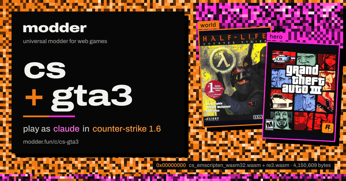 link card: cs + gta3, play as claude in counter-strike 1.6