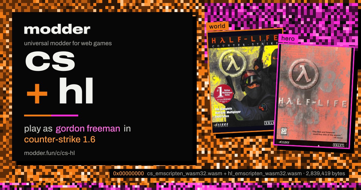 link card: cs + hl, play as gordon freeman in counter-strike 1.6