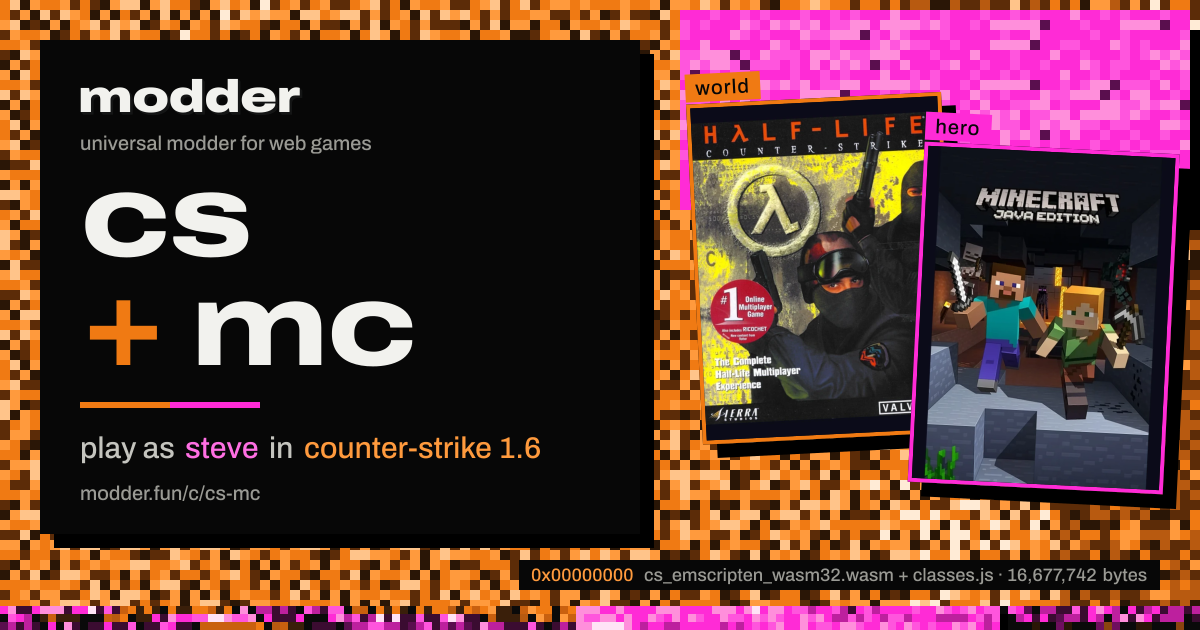 link card: cs + mc, play as steve in counter-strike 1.6