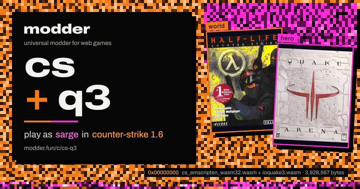 link card: cs + q3, play as sarge in counter-strike 1.6
