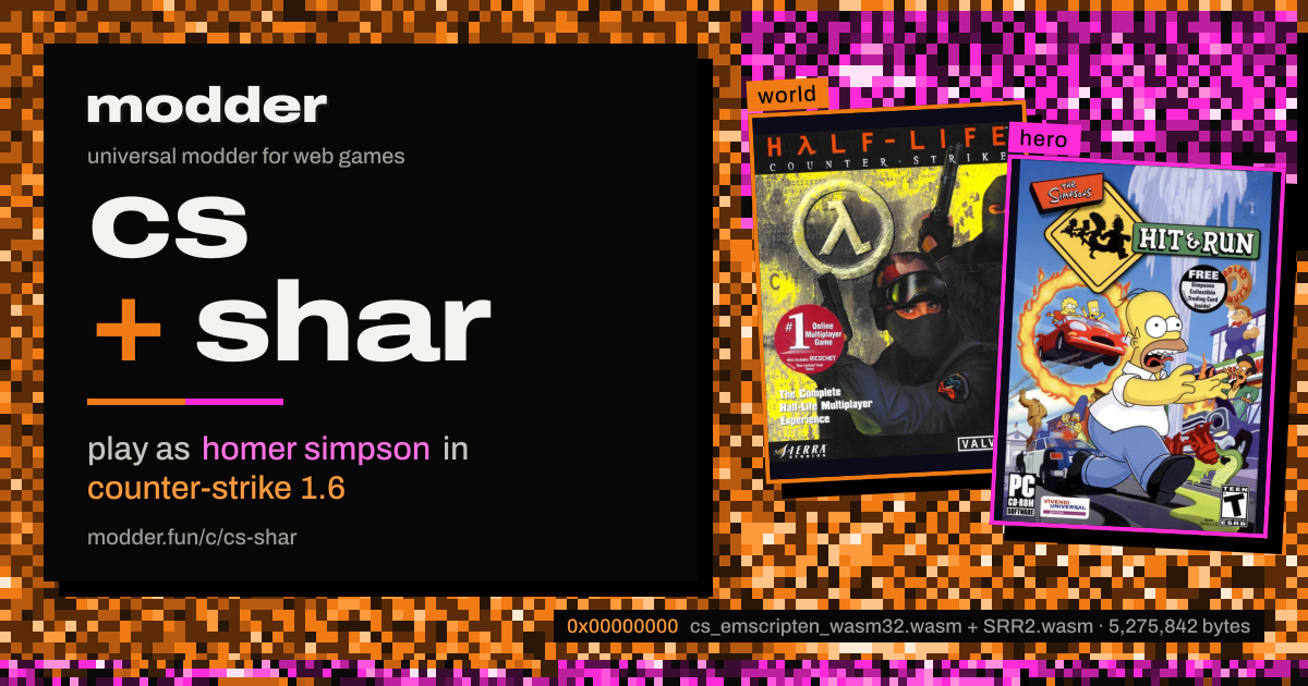 link card: cs + shar, play as homer simpson in counter-strike 1.6