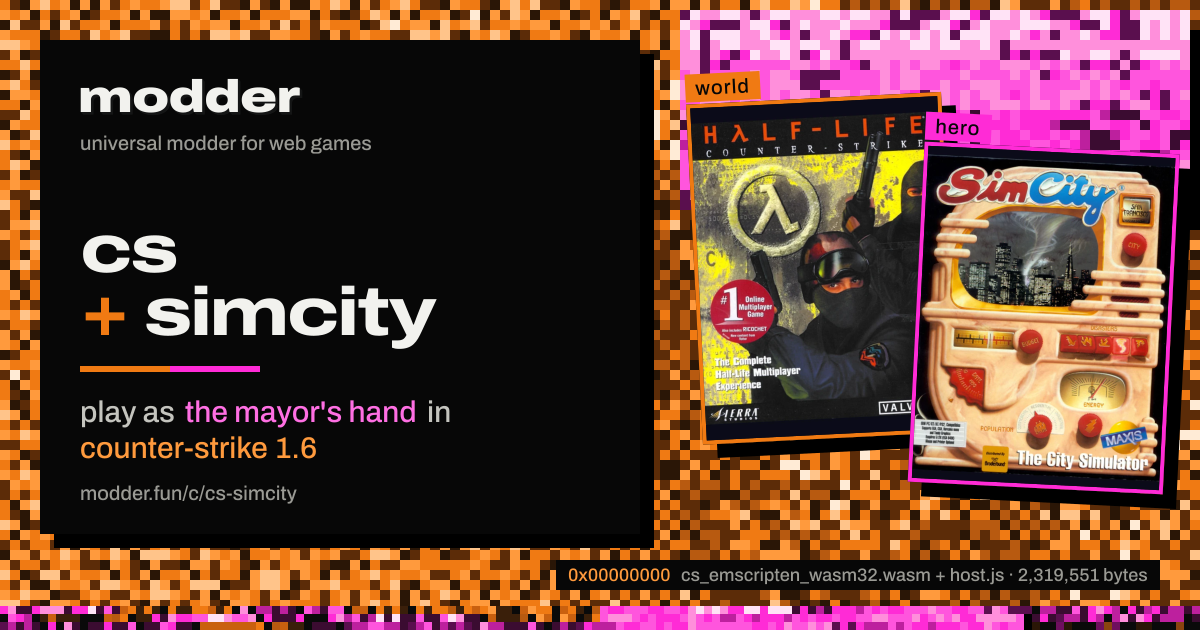 link card: cs + simcity, play as the mayor's hand in counter-strike 1.6