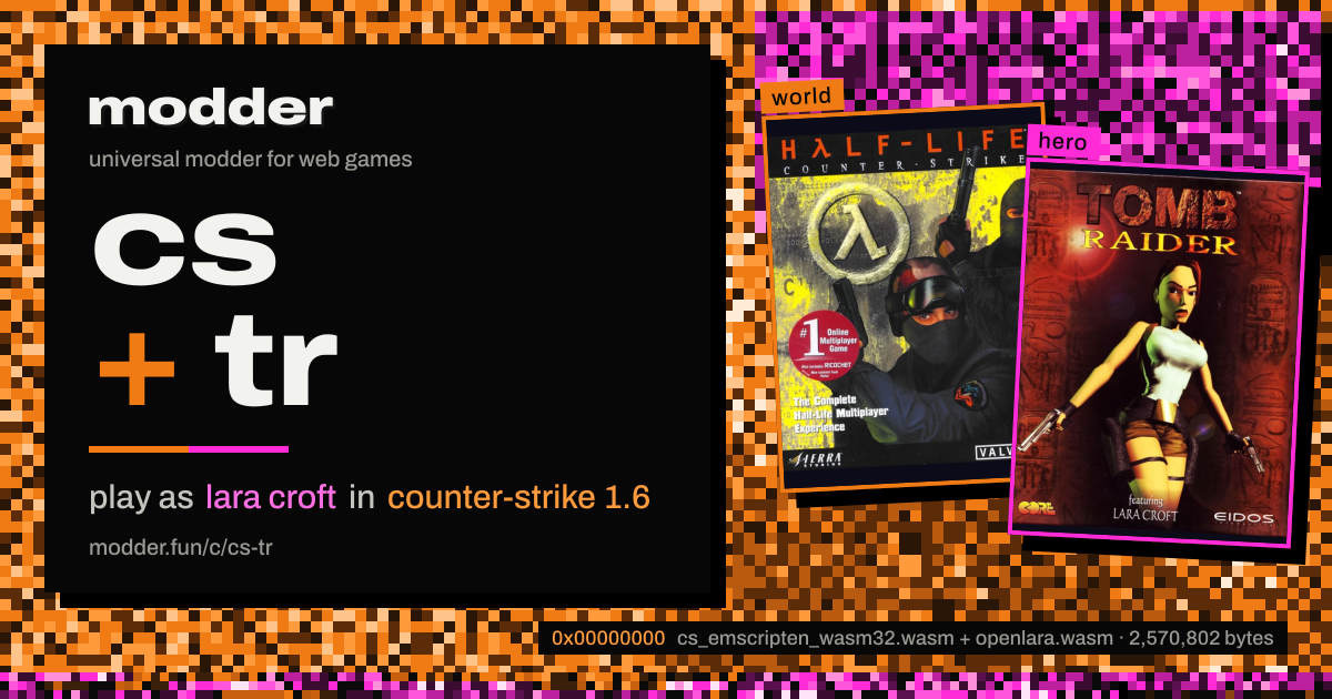link card: cs + tr, play as lara croft in counter-strike 1.6