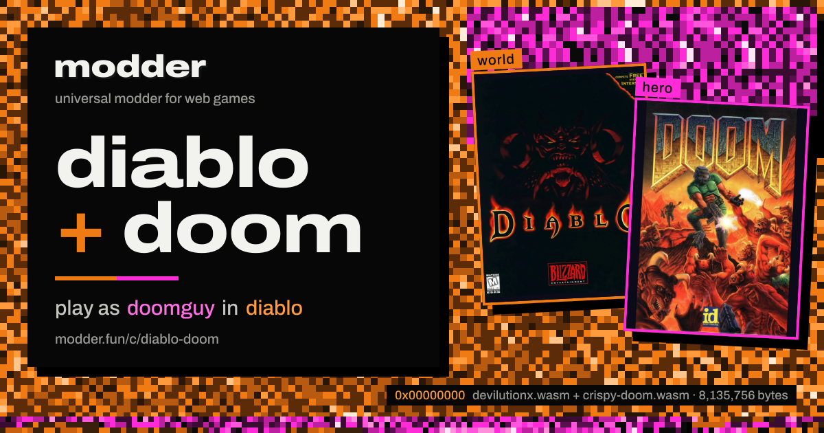 link card: diablo + doom, play as doomguy in diablo