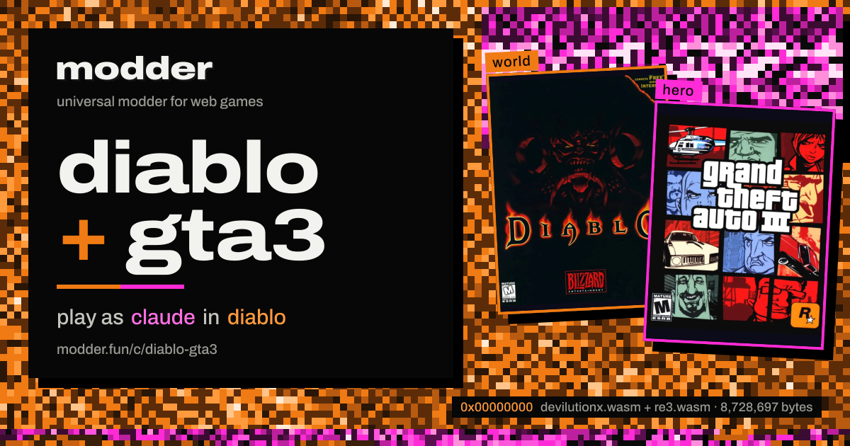 link card: diablo + gta3, play as claude in diablo