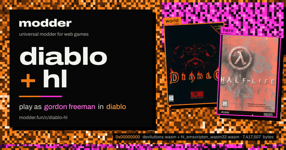 link card: diablo + hl, play as gordon freeman in diablo