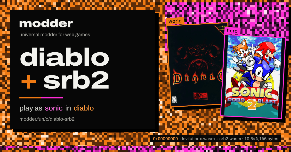 link card: diablo + srb2, play as sonic in diablo