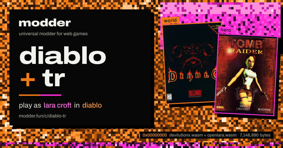 link card: diablo + tr, play as lara croft in diablo