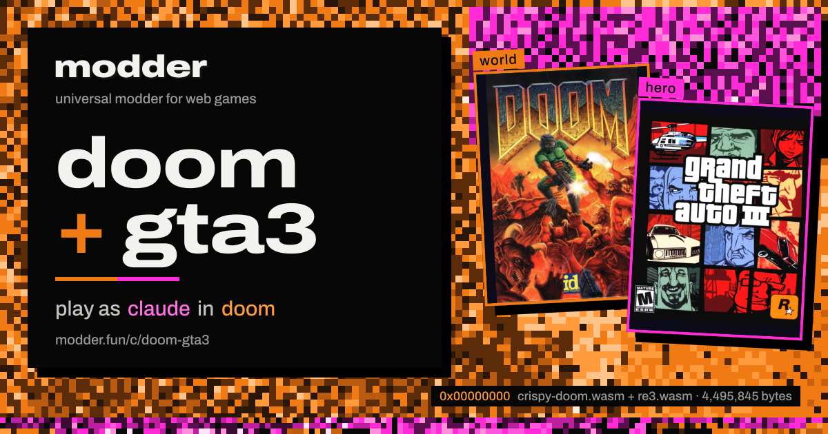 link card: doom + gta3, play as claude in doom