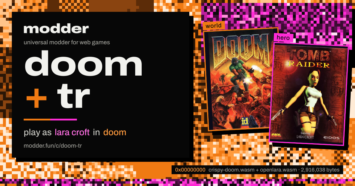 link card: doom + tr, play as lara croft in doom