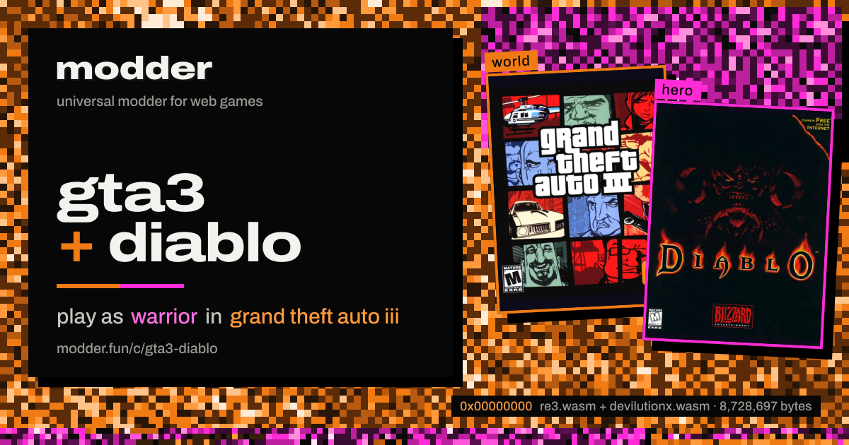 link card: gta3 + diablo, play as warrior in grand theft auto iii