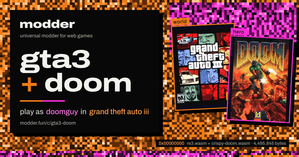 link card: gta3 + doom, play as doomguy in grand theft auto iii