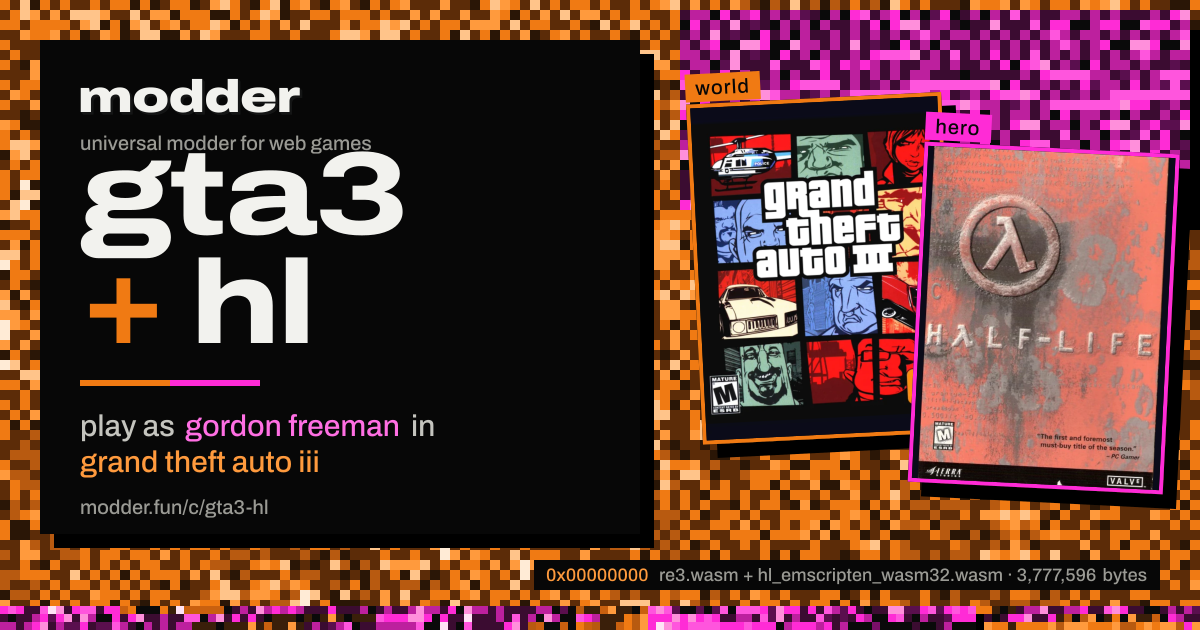 link card: gta3 + hl, play as gordon freeman in grand theft auto iii