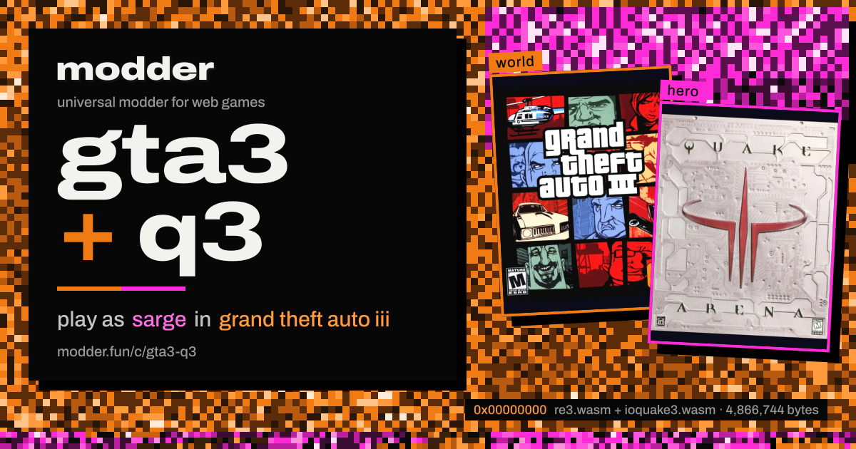 link card: gta3 + q3, play as sarge in grand theft auto iii