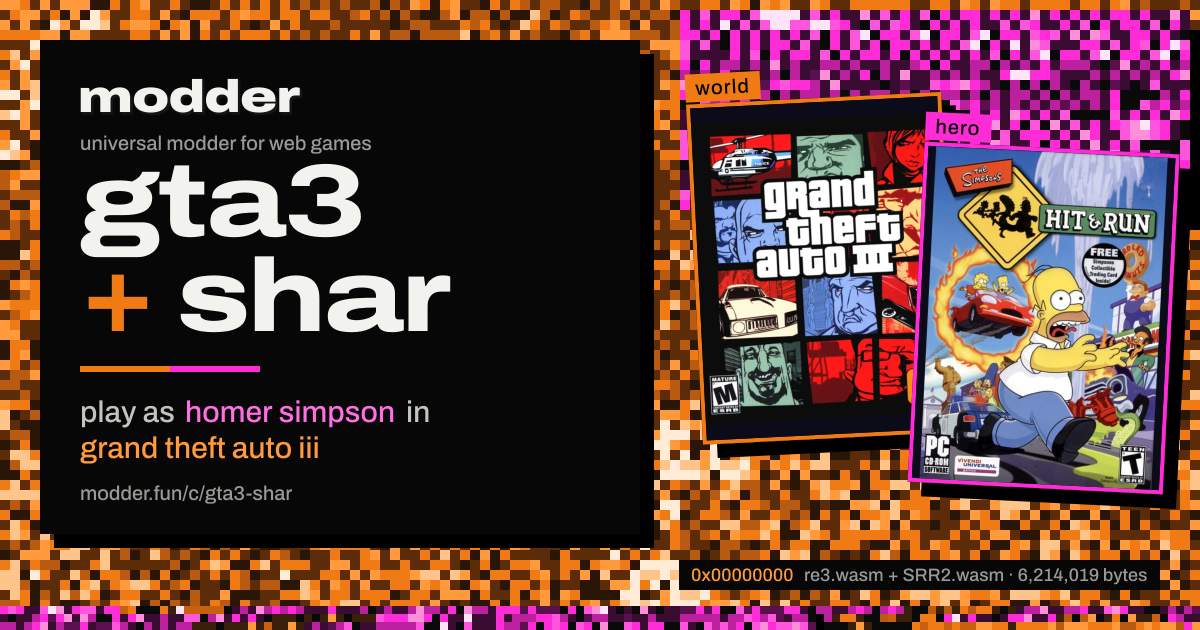 link card: gta3 + shar, play as homer simpson in grand theft auto iii