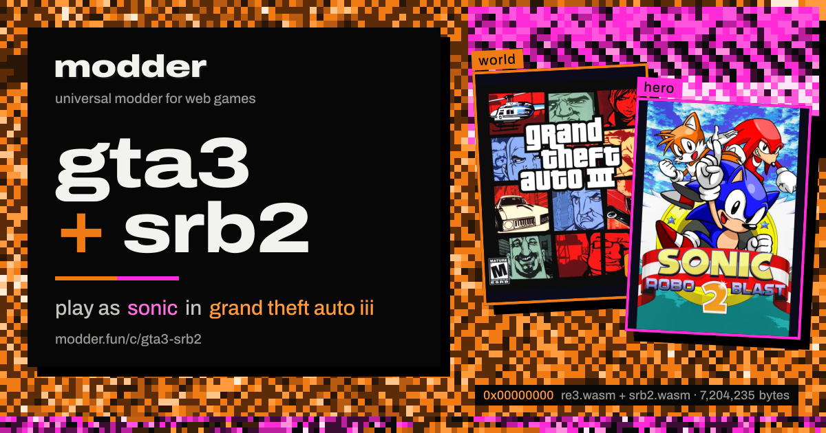 link card: gta3 + srb2, play as sonic in grand theft auto iii