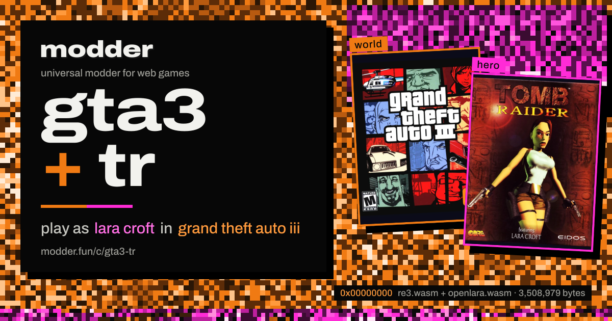 link card: gta3 + tr, play as lara croft in grand theft auto iii