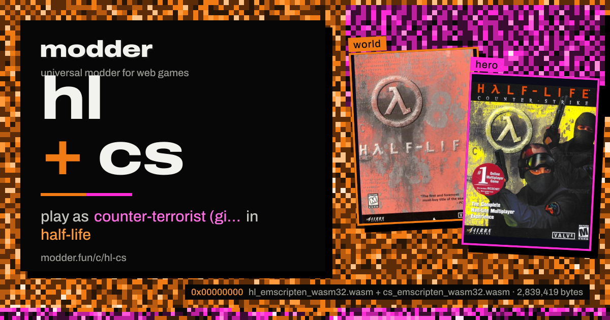 link card: hl + cs, play as counter-terrorist (gign) in half-life