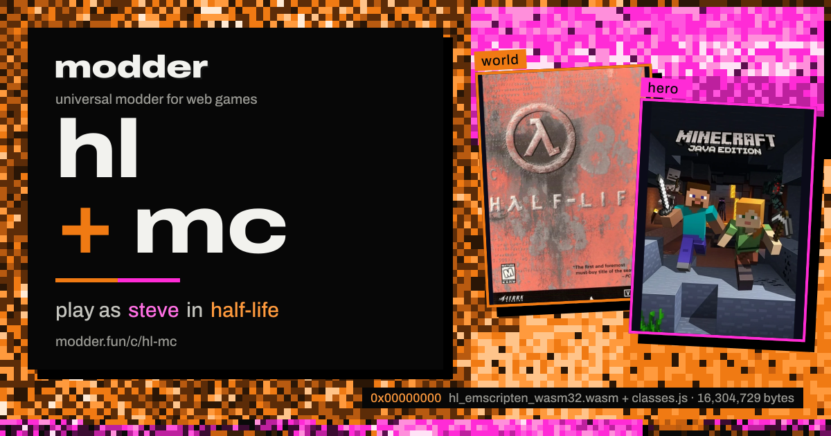 link card: hl + mc, play as steve in half-life