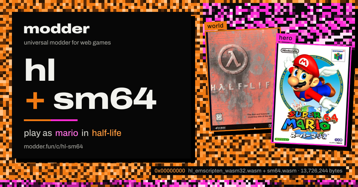 link card: hl + sm64, play as mario in half-life