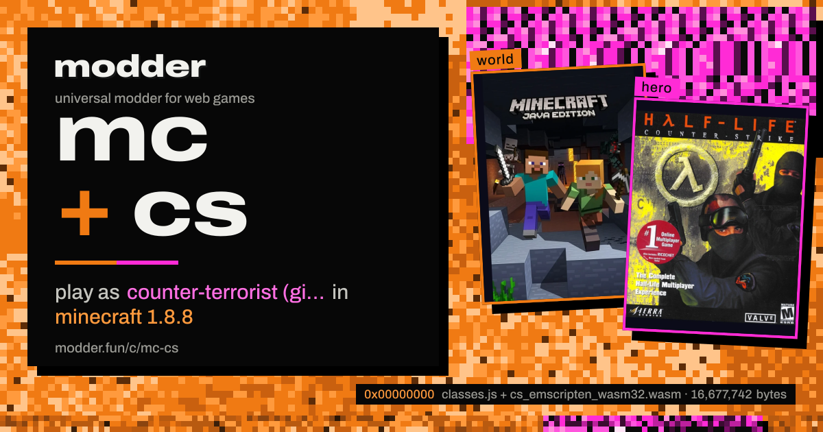 link card: mc + cs, play as counter-terrorist (gign) in minecraft 1.8.8