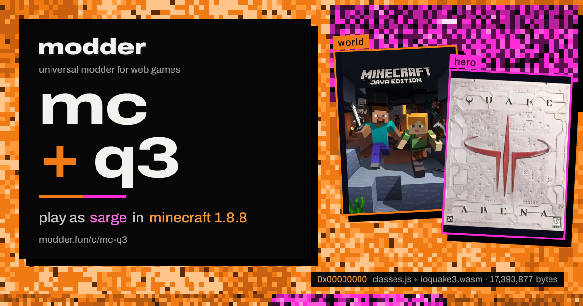 link card: mc + q3, play as sarge in minecraft 1.8.8
