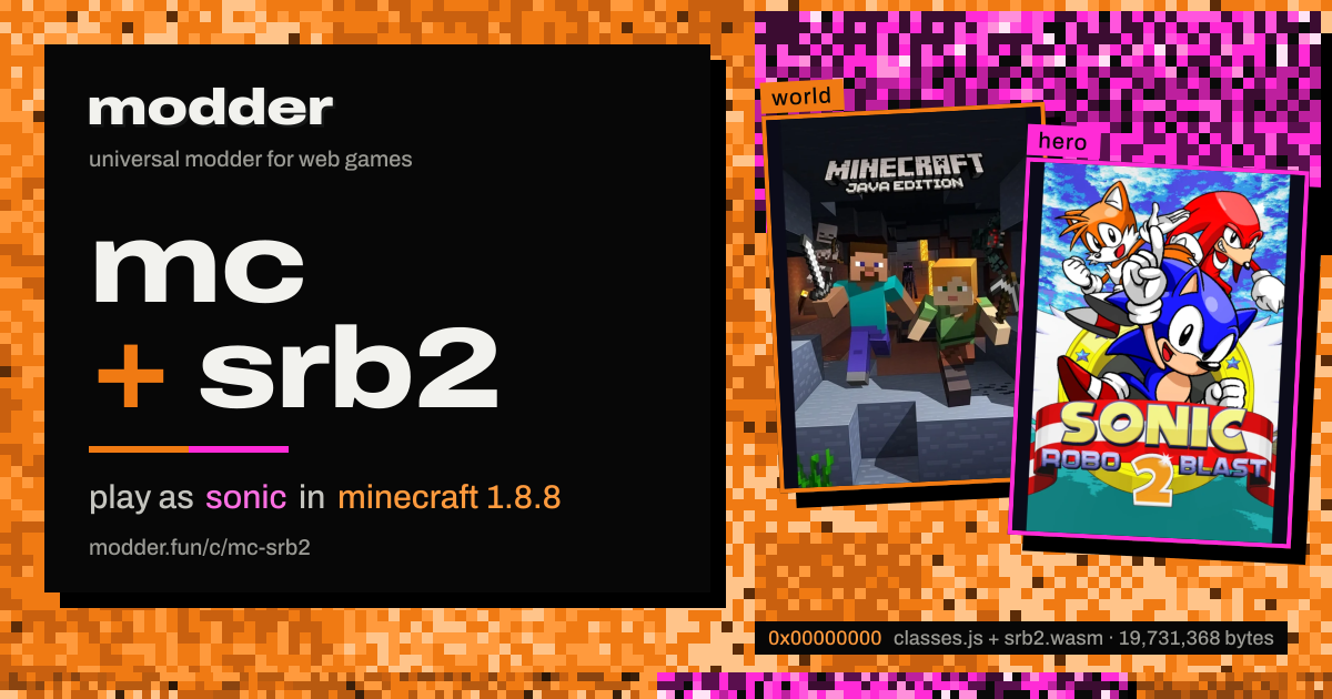 link card: mc + srb2, play as sonic in minecraft 1.8.8