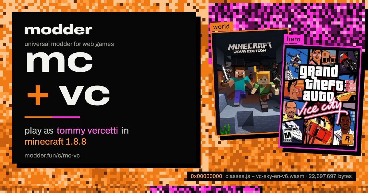 link card: mc + vc, play as tommy vercetti in minecraft 1.8.8