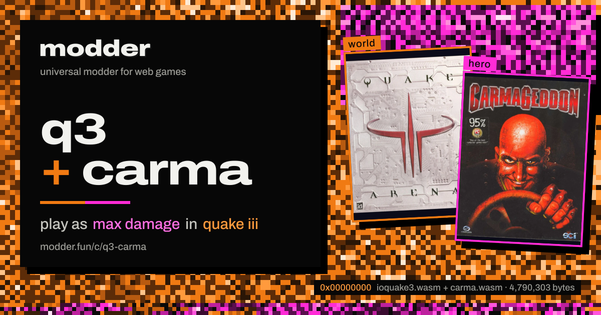 link card: q3 + carma, play as max damage in quake iii
