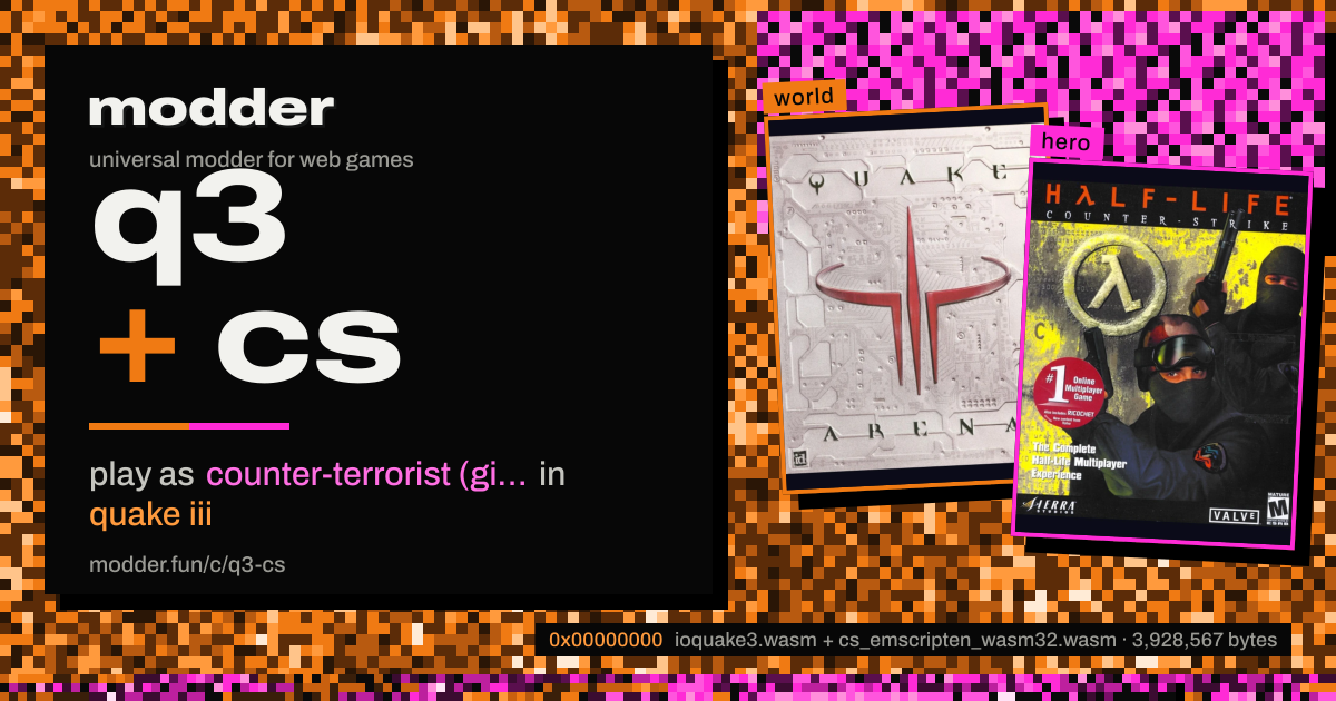 link card: q3 + cs, play as counter-terrorist (gign) in quake iii