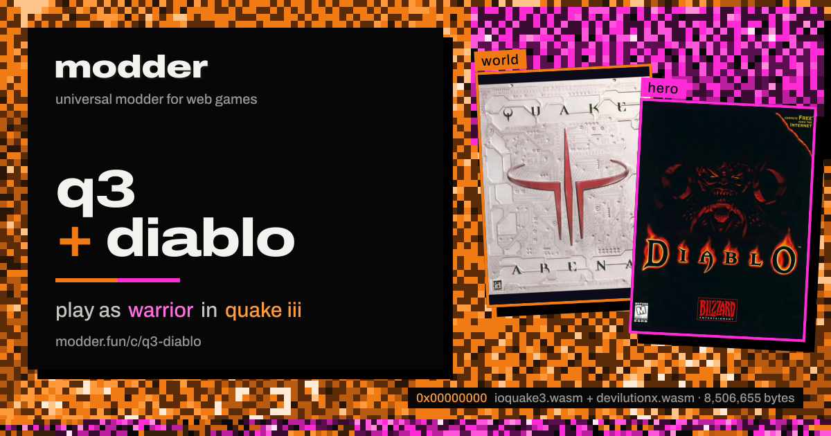 link card: q3 + diablo, play as warrior in quake iii