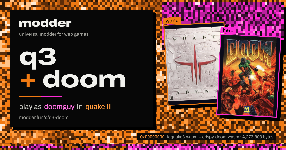 link card: q3 + doom, play as doomguy in quake iii