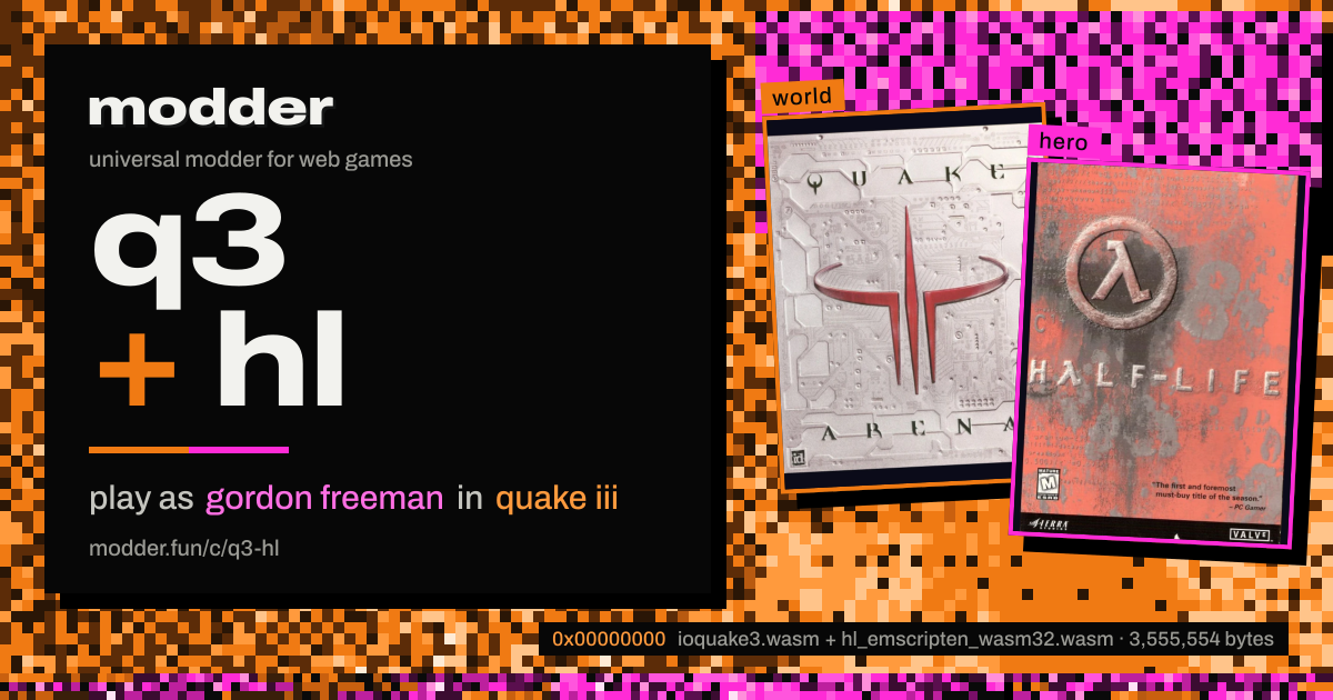 link card: q3 + hl, play as gordon freeman in quake iii
