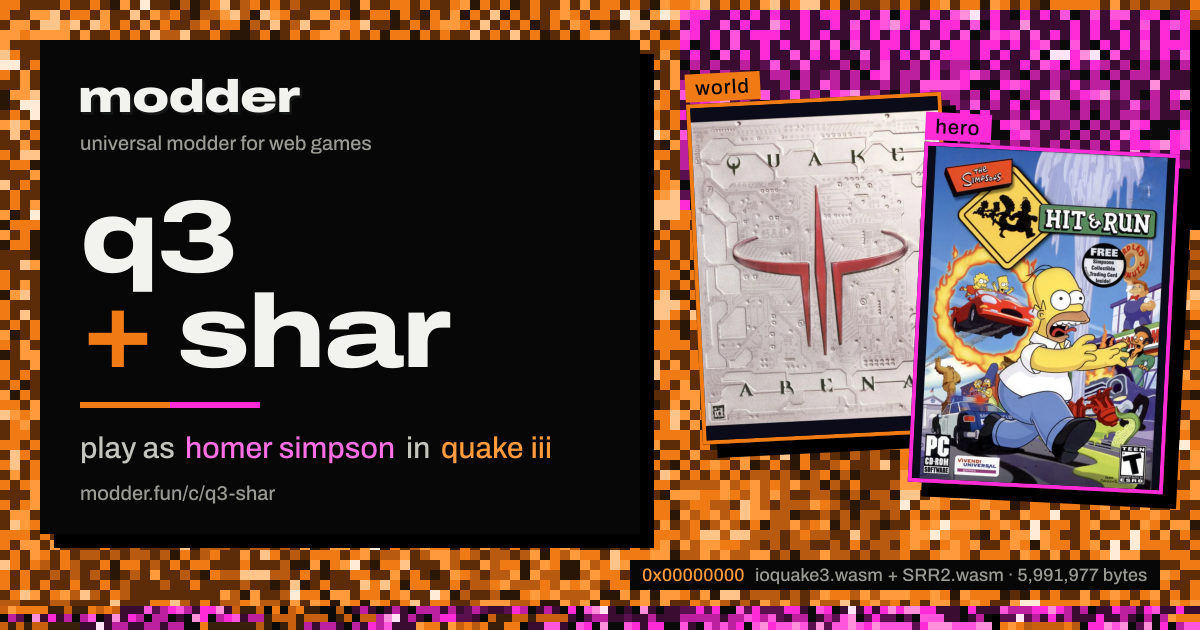 link card: q3 + shar, play as homer simpson in quake iii