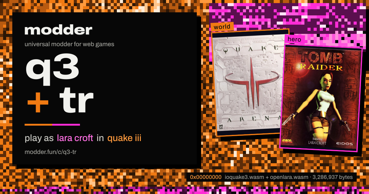 link card: q3 + tr, play as lara croft in quake iii