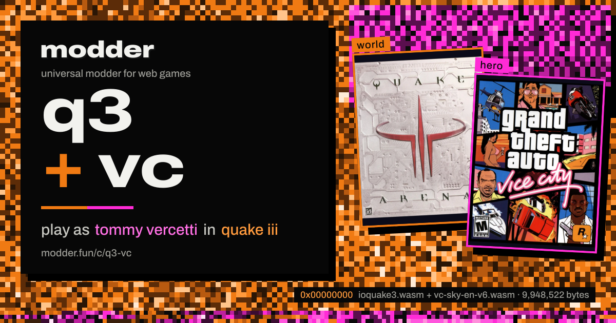 link card: q3 + vc, play as tommy vercetti in quake iii