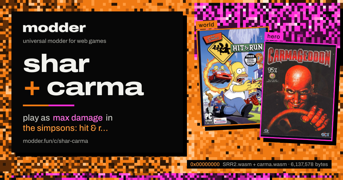 link card: shar + carma, play as max damage in the simpsons: hit & run
