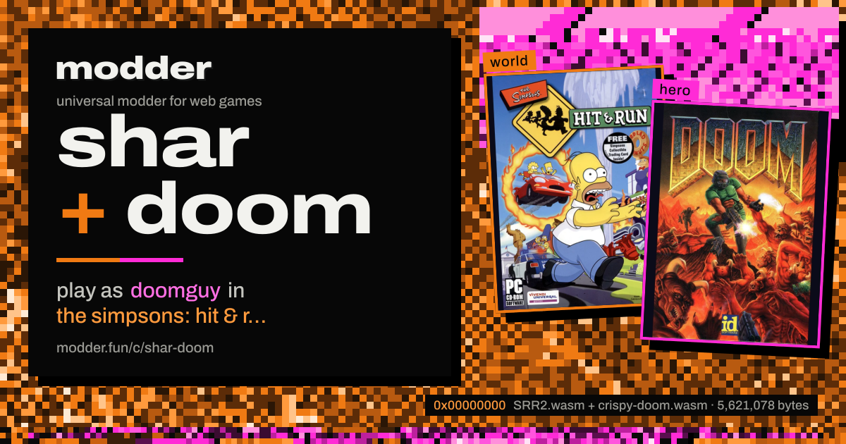 link card: shar + doom, play as doomguy in the simpsons: hit & run