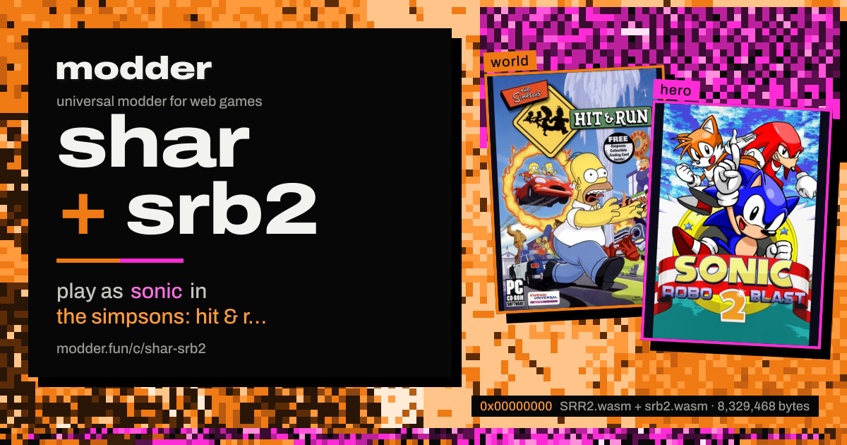 link card: shar + srb2, play as sonic in the simpsons: hit & run