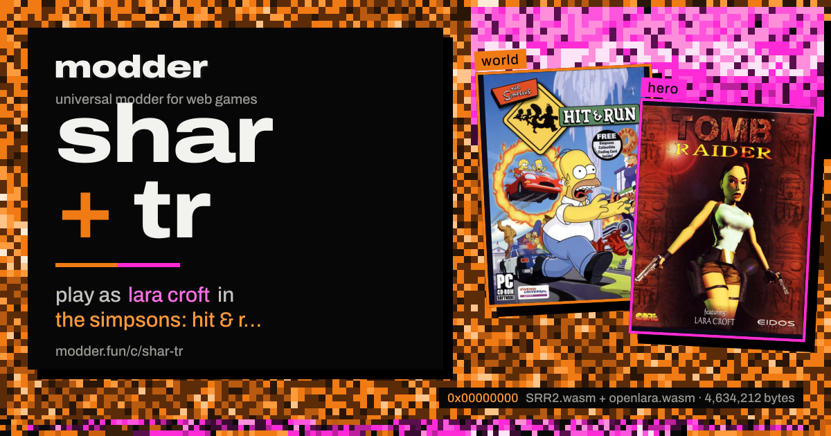 link card: shar + tr, play as lara croft in the simpsons: hit & run