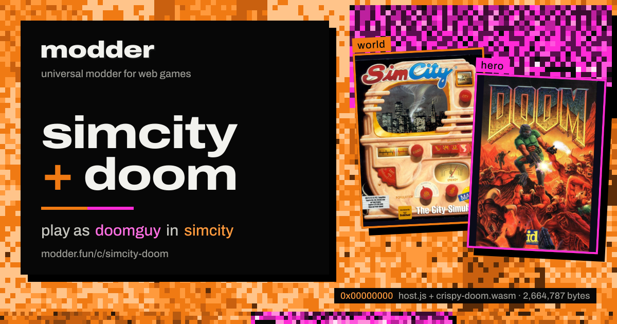 link card: simcity + doom, play as doomguy in simcity