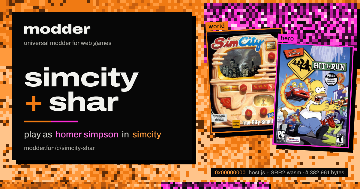link card: simcity + shar, play as homer simpson in simcity